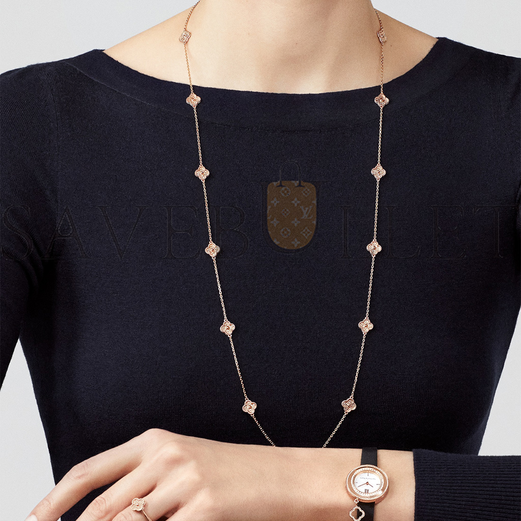 V*N CL*F arpels sweet alhambra long necklace, 16 motifs - rose gold vcaro8dg00